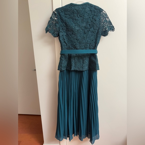 self portrait TEAL LACE BODICE MIDI DRESS - Picture 6 of 16